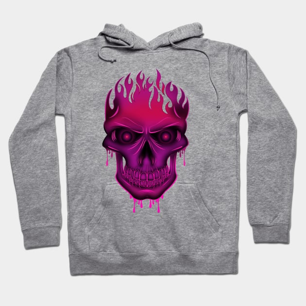 Flame Skull - Hot Pink Hoodie by adamzworld